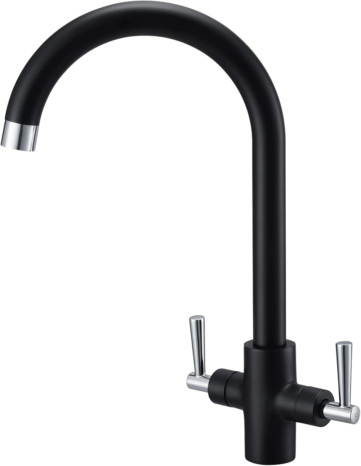 Peppermint Black Kitchen Taps Mixer with Chrome Dual Lever Modern ...