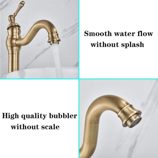 Rotable Taps Rozin Antique Brass Bathroom Sink Tap Single Handle 360° Rotable Spout ...
