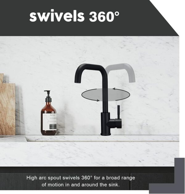 Kitchen Sink Mixer Tap 360 Swivel Spout Monobloc Mixers Faucet Single ...