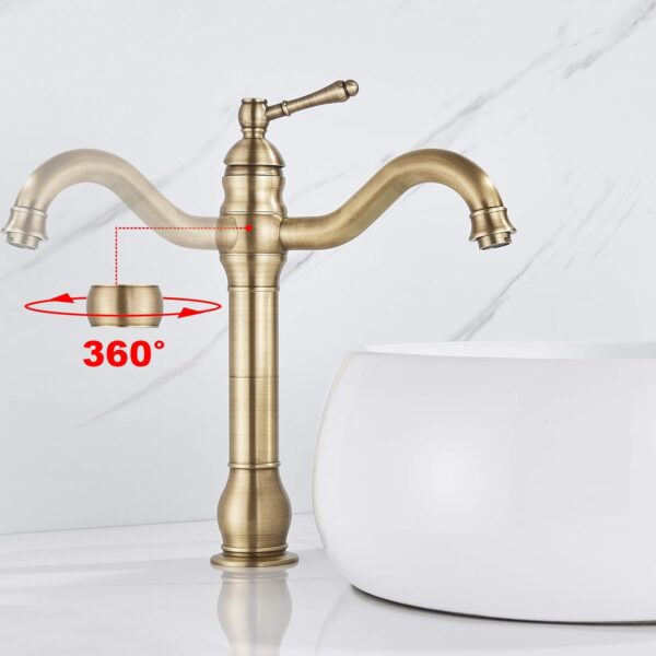 Rotable Taps Rozin Antique Brass Bathroom Sink Tap Single Handle 360° Rotable Spout ...