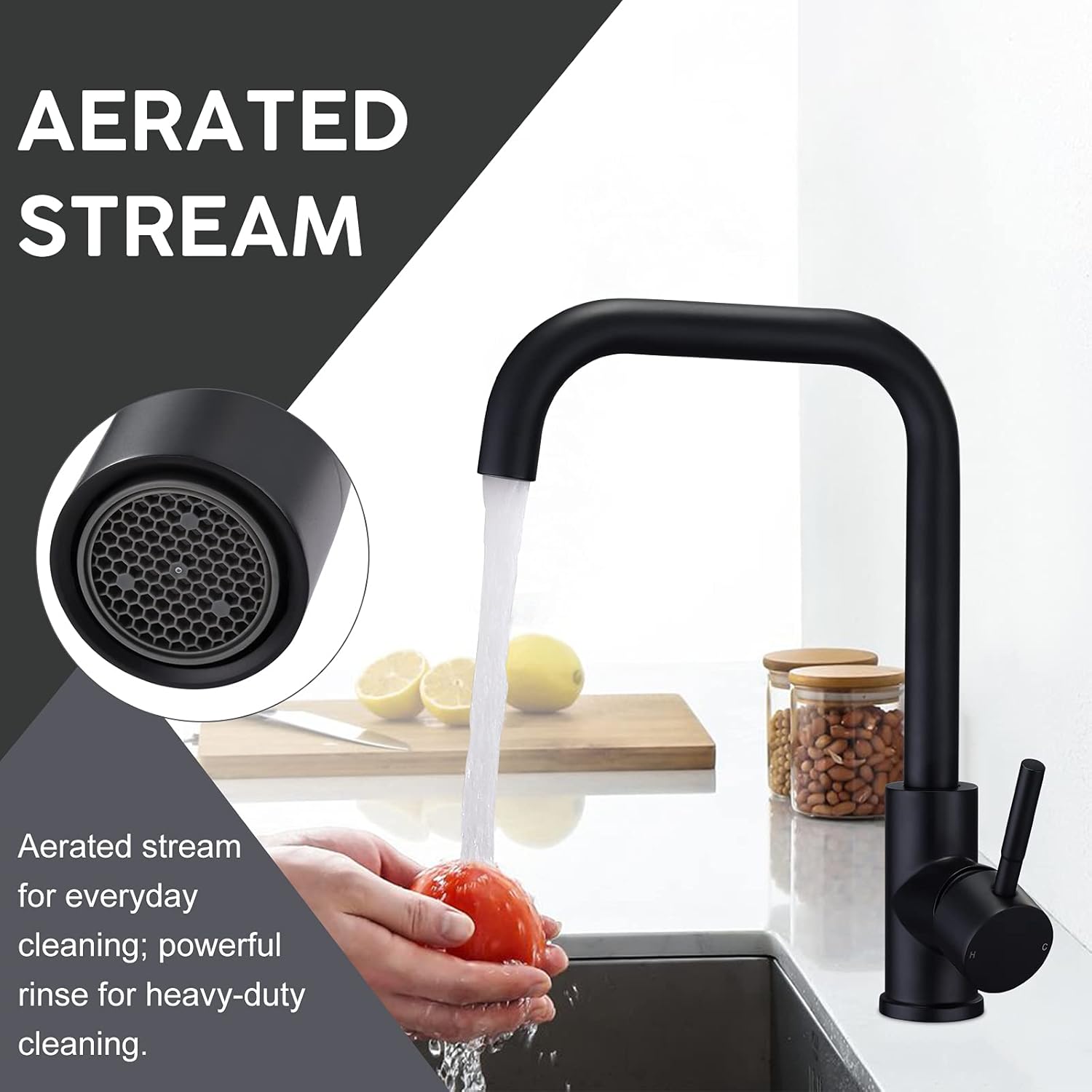 Kitchen Sink Mixer Tap 360 Swivel Spout Monobloc Mixers Faucet Single ...