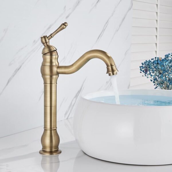 Rotable Taps Rozin Antique Brass Bathroom Sink Tap Single Handle 360° Rotable Spout ...